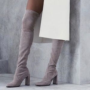 STUART WEITZMAN HILINE OVER THE KNEE TOPO SUEDE THIGH HIGH BOOTS